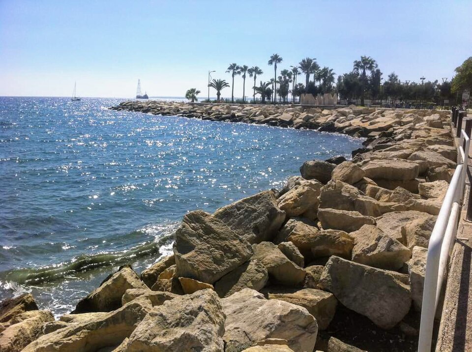 Rocky waterfront beside Limassol Marina